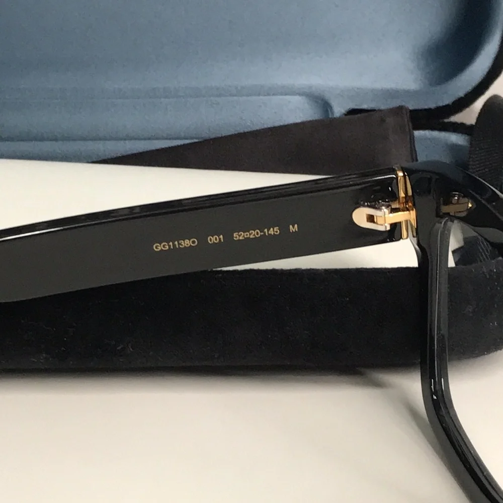 ✨ Luxury New Authentic Gucci GG1138O 001 Black Square Eyeglasses ✨